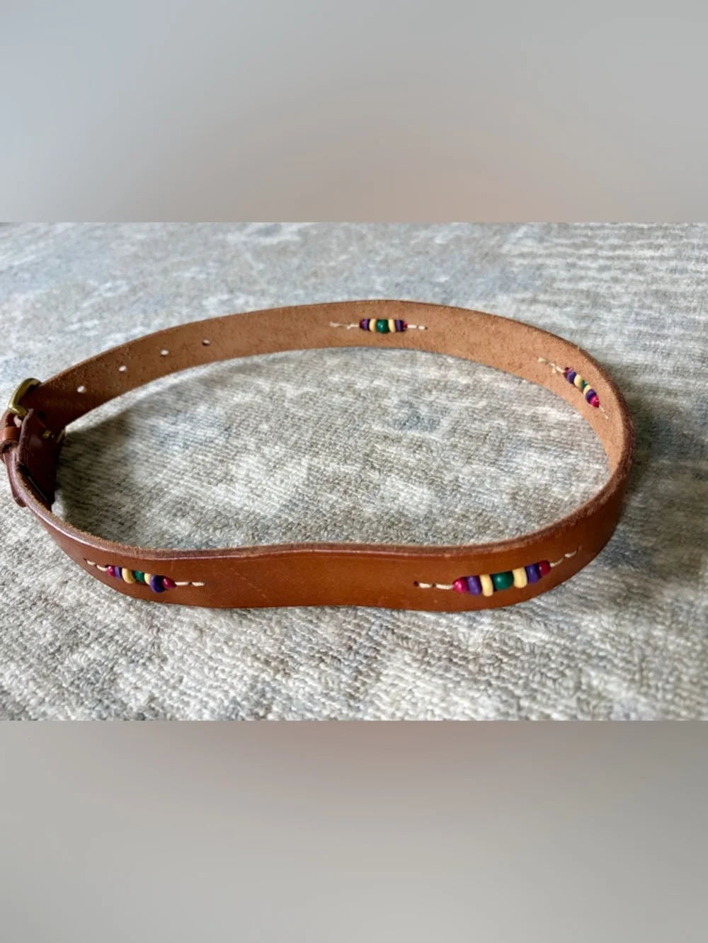 Vintage Gap belt leather embroidered beaded boho - Size 27